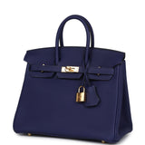 Hermes Birkin 25 Bleu Encre Togo Gold Hardware