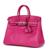 Hermes Birkin 25 Rose Shocking Matte Alligator Mississippiensis Palladium Hardware