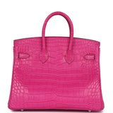 Hermes Birkin 25 Rose Shocking Matte Alligator Mississippiensis Palladium Hardware