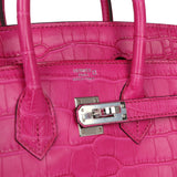 Hermes Birkin 25 Rose Shocking Matte Alligator Mississippiensis Palladium Hardware