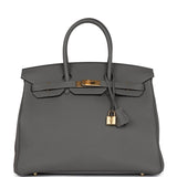 Hermes Birkin 35 Gris Meyer Togo Gold Hardware