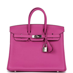 Pre-owned Hermes Birkin 25 Magnolia Togo Palladium Hardware