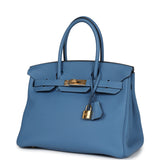 Hermes Birkin 30 Bleu Azur Togo Gold Hardware