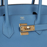 Hermes Birkin 30 Bleu Azur Togo Gold Hardware