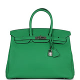 Pre-owned Hermes Birkin 35 Bambou Togo Palladium Hardware