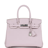 Hermes Birkin 30 Mauve Pale Clemence Palladium Hardware