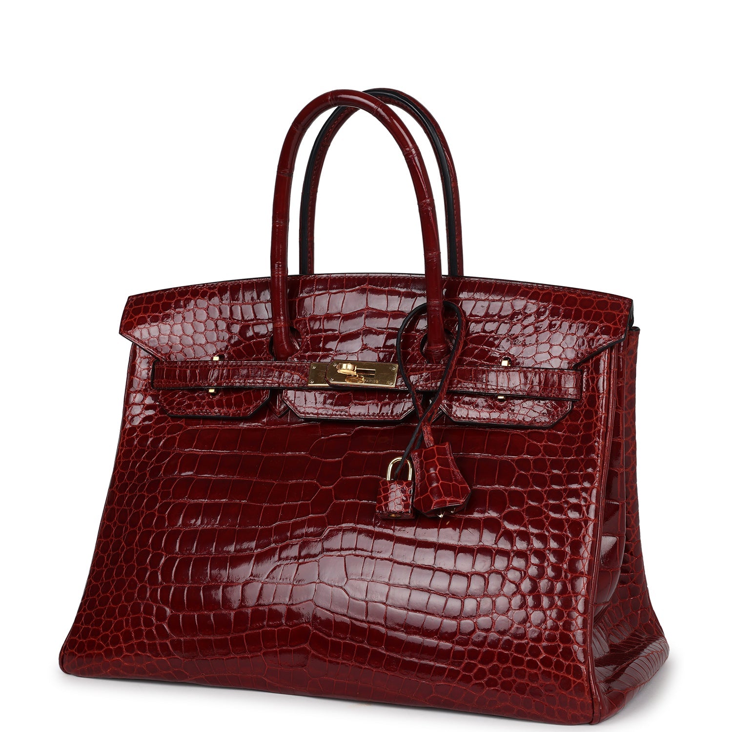 Pre-owned Hermes Birkin 35 Rouge H Shiny Crocodile Porosus Gold Hardwa