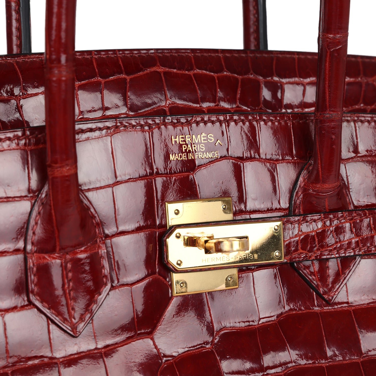 Pre-owned Hermes Birkin 35 Rouge H Shiny Crocodile Porosus Gold Hardwa