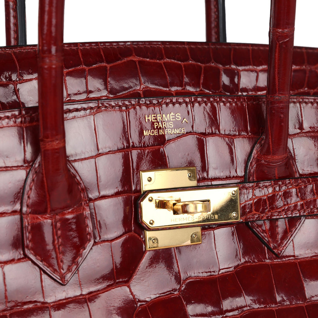 Gold Hardware Hermes Birkin Red Crocodile Hermès Kelly Handbag