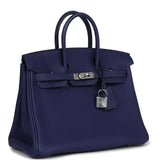 Pre-owned Hermes Birkin 25 Bleu Encre Togo Palladium Hardware