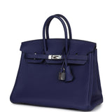 Pre-owned Hermes Birkin 25 Bleu Encre Togo Palladium Hardware