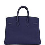 Pre-owned Hermes Birkin 25 Bleu Encre Togo Palladium Hardware