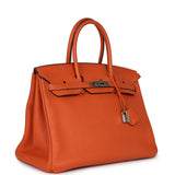 Pre-owned Hermes Birkin 35 Orange Togo Palladium Hardware