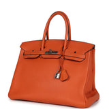 Pre-owned Hermes Birkin 35 Orange Togo Palladium Hardware