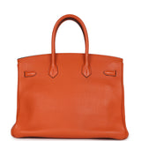 Pre-owned Hermes Birkin 35 Orange Togo Palladium Hardware