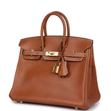 Pre-owned Hermes Birkin 25 Fauve Barenia Gold Hardware