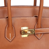 Pre-owned Hermes Birkin 25 Fauve Barenia Gold Hardware