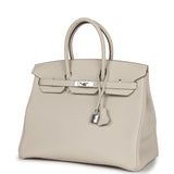 Hermes Birkin 35 Craie Togo Palladium Hardware