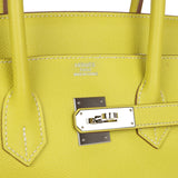 Pre-owned Hermes Birkin 35 Lime Candy Epsom Palladium Hardware