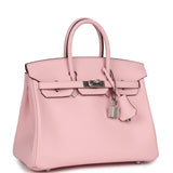 Pre-owned Hermes Birkin 25 Rose Sakura Swift Palladium Hardware