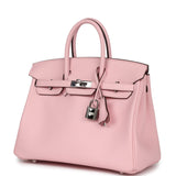 Pre-owned Hermes Birkin 25 Rose Sakura Swift Palladium Hardware