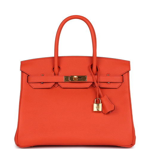 Hermes Birkin 30 Orange Poppy Clemence Gold Hardware