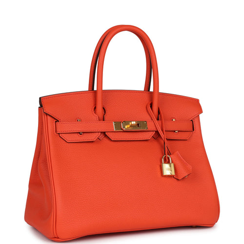 Hermes Birkin 30 Orange Poppy Clemence Gold Hardware