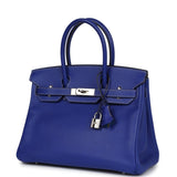 Pre-owned Hermes Birkin 30 Bleu Electric Candy Epsom Palladium Hardware