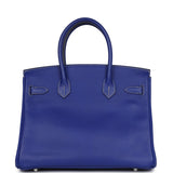 Pre-owned Hermes Birkin 30 Bleu Electric Candy Epsom Palladium Hardware