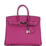 Pre-owned Hermes Birkin 25 Magnolia Togo Palladium Hardware