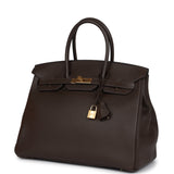 Pre-owned Hermes Birkin 35 Chocolate Togo Gold Hardware