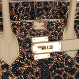 Custom Leopard Swarovski Crystal Hermes Birkin 30 Trench Togo Gold Hardware