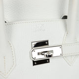 Pre-owned Hermes Birkin 35 White Clemence Palladium Hardware