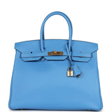 Hermes Birkin 35 Bleu Paradise Epsom Gold Hardware