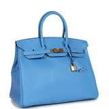 Hermes Birkin 35 Bleu Paradise Epsom Gold Hardware