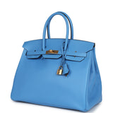 Hermes Birkin 35 Bleu Paradise Epsom Gold Hardware