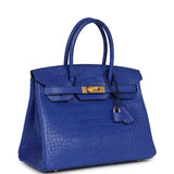 Hermes Birkin 30 Bleu Electric Matte Alligator Gold Hardware