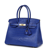 Hermes Birkin 30 Bleu Electric Matte Alligator Gold Hardware