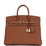 Pre-owned Hermes Birkin 25 Gold Togo Gold Hardware