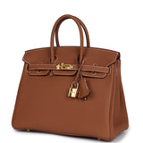 Pre-owned Hermes Birkin 25 Gold Togo Gold Hardware