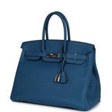 Pre-owned Hermes Birkin 35 Bleu de Galice Togo Palladium Hardware