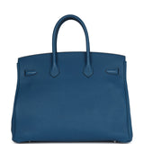 Pre-owned Hermes Birkin 35 Bleu de Galice Togo Palladium Hardware