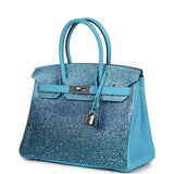 Custom Ombre Swarovski Crystal Hermes Birkin 30 Bleu Du Nord Clemence Palladium Hardware