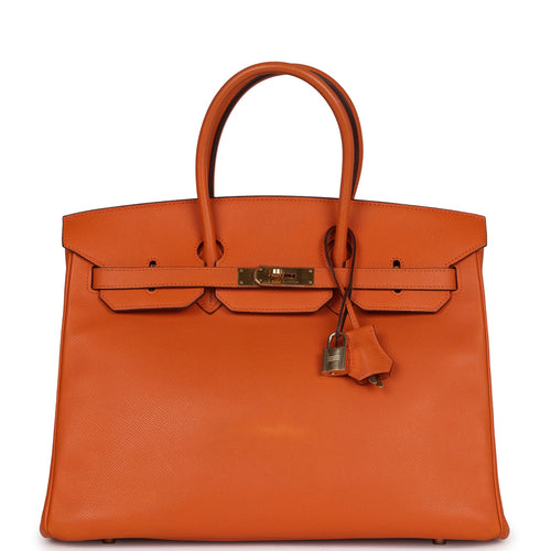 Pre-owned Hermes Birkin 35 Orange Epsom Gold Hardware