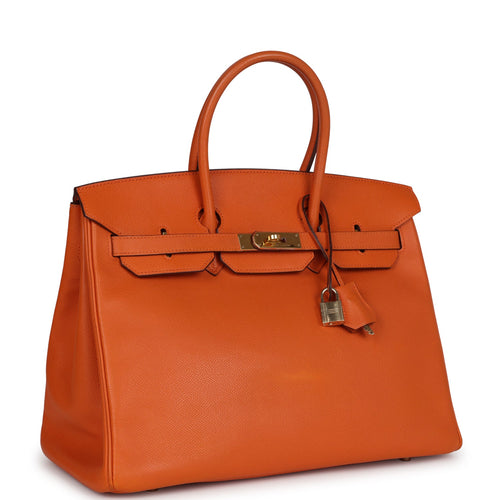 Pre-owned Hermes Birkin 35 Orange Epsom Gold Hardware
