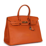 Pre-owned Hermes Birkin 35 Orange Epsom Gold Hardware