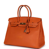 Pre-owned Hermes Birkin 35 Orange Epsom Gold Hardware