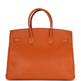 Pre-owned Hermes Birkin 35 Orange Epsom Gold Hardware