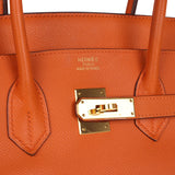 Pre-owned Hermes Birkin 35 Orange Epsom Gold Hardware