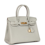 Pre-owned Hermes Birkin 30 Gris Perle Togo Gold Hardware